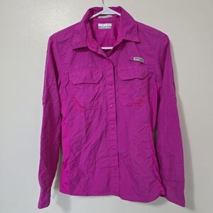 Columbia Womens PFG Long Sleeve Shirt Fuchsia Size Small